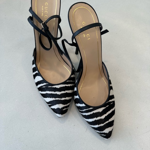 Gucci Zebra Calf Skin sling back heels - Picture 10 of 12
